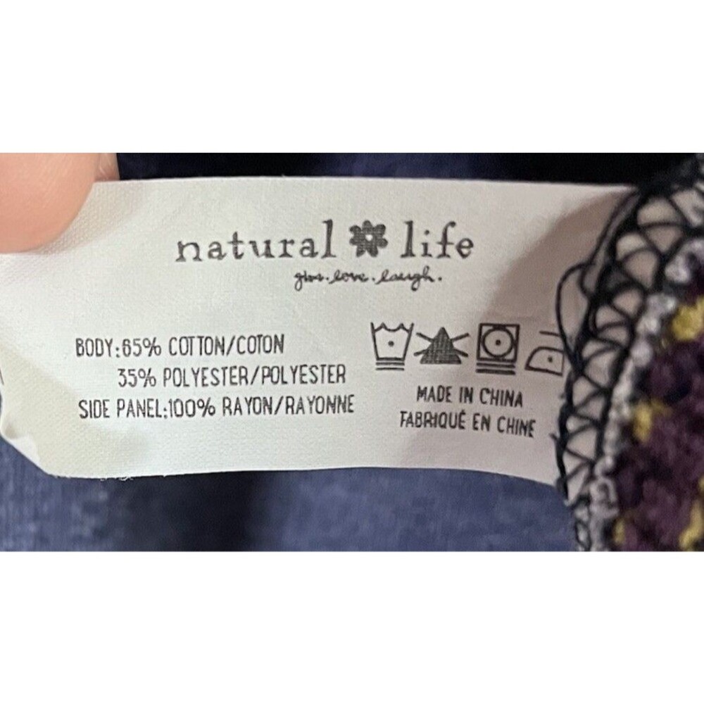 Natural Life Boho Oversized Knit Trim Blue Sweatshirt Size Large/XL - Picture 10 of 11